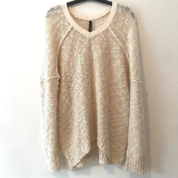 Elan Popcorn Knit Cream V-neck Pullover Sweater Size M - Picture 1 of 8